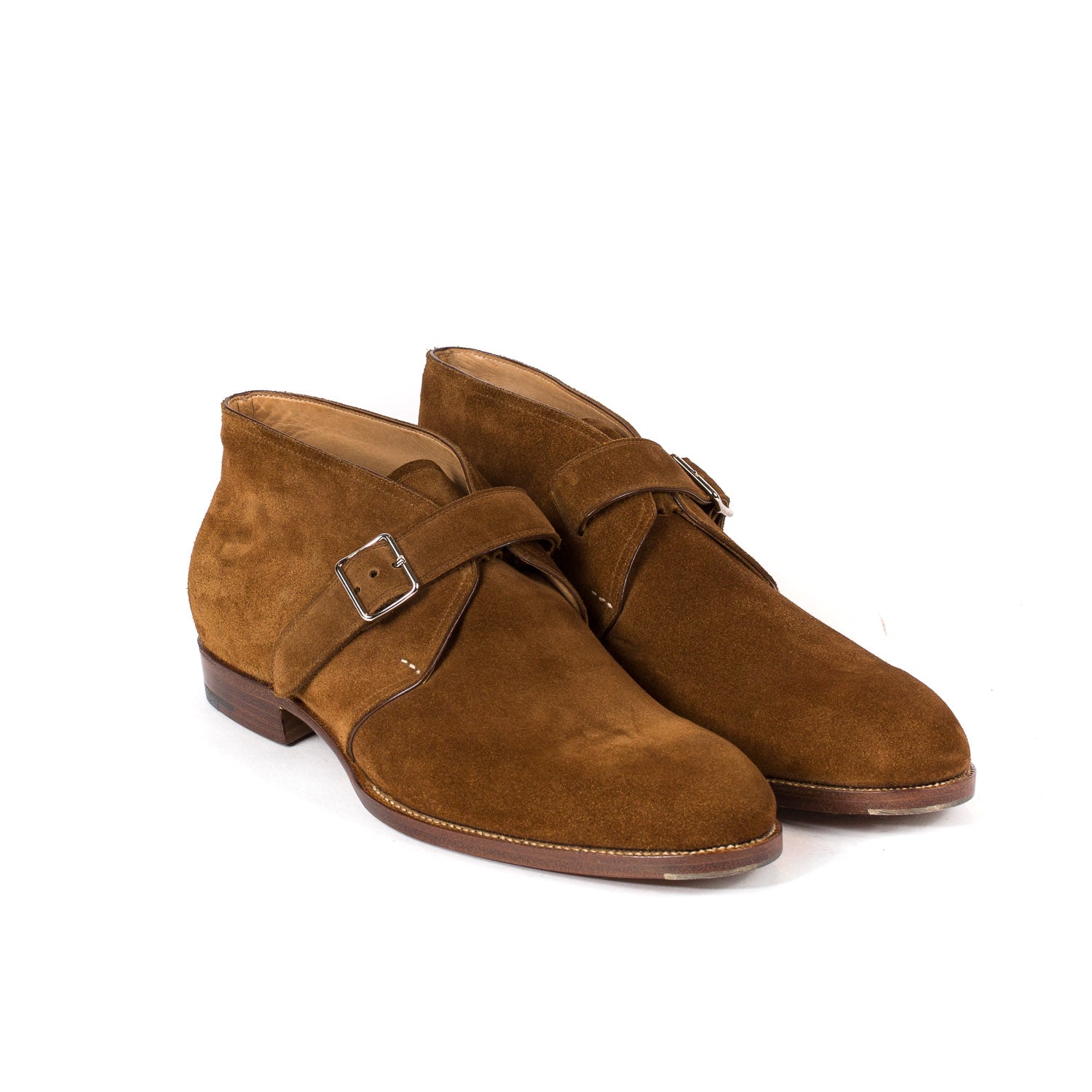 Monk-Bootee "Iconic" aus tabakbraunem Rauhleder - reine Handarbeit